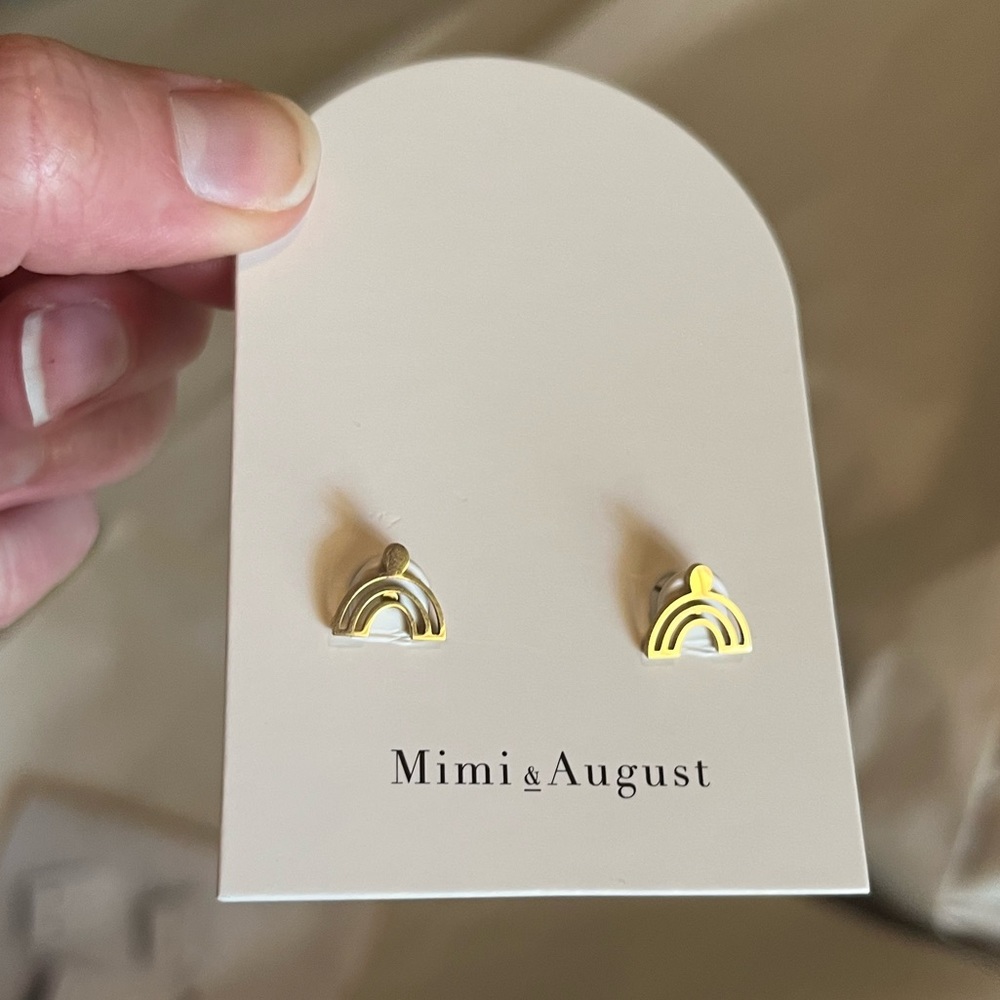 Pride Rainbow Gold Stud Earrings LGBTQ